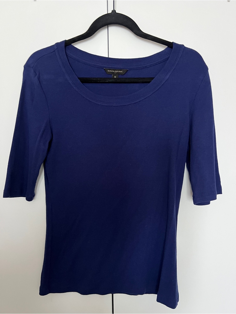 Banana Republic Royal Blue Short-Sleeve Scoop Neck Top